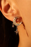 Platinum plated Moon Star Dangle Earrings