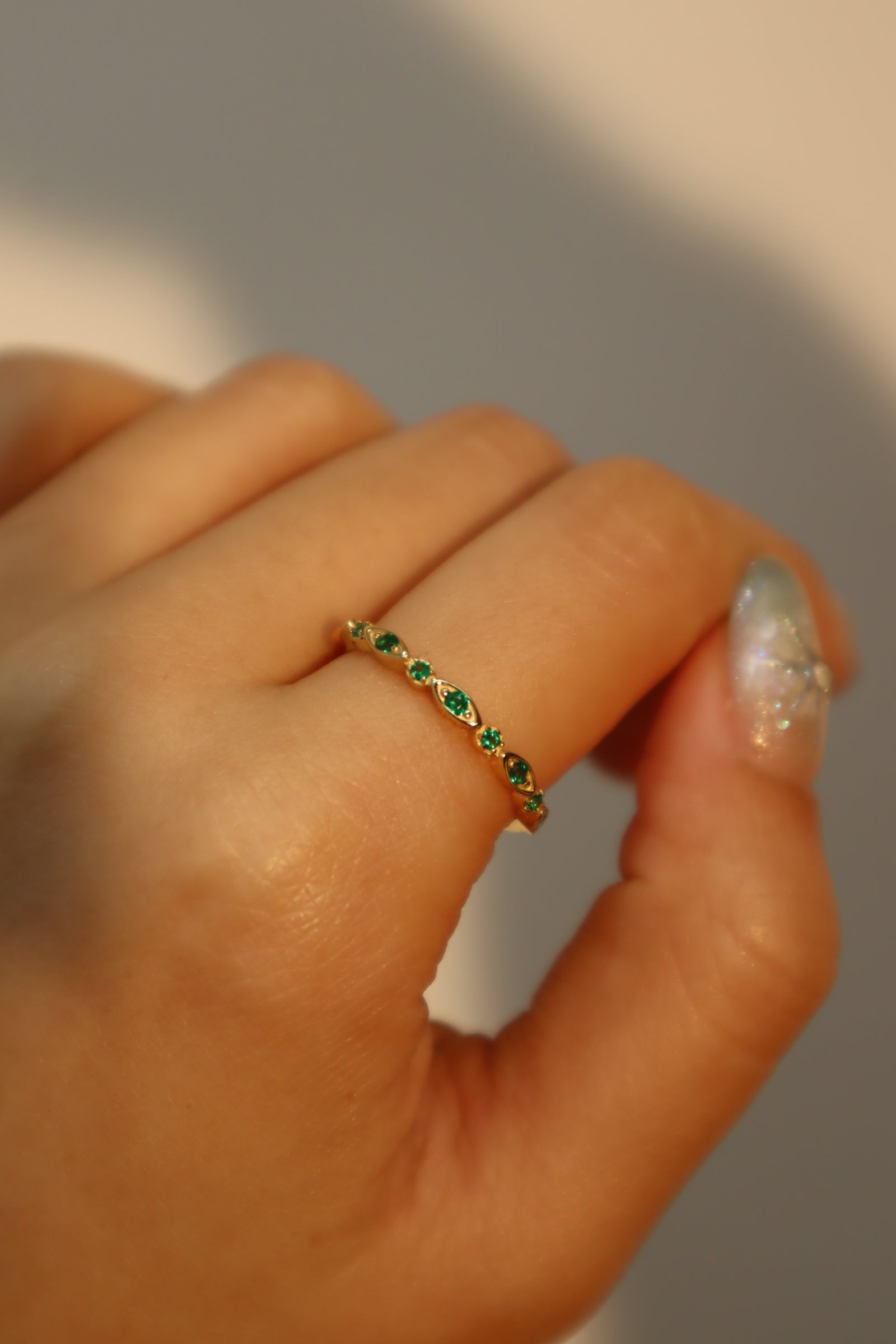 18k gold vermeil Multi Green Gems Ring