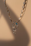 Platinum Plated Blue Gem Pearl Jellyfish Necklace