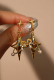 18K Real Gold Plated Saturn Pearls Earrings
