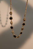 18K Real Gold Plated Multi Black Gem Shell Necklace
