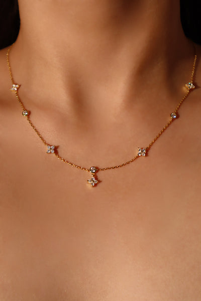 Lucky Six-leaf Flower Crystal Necklace