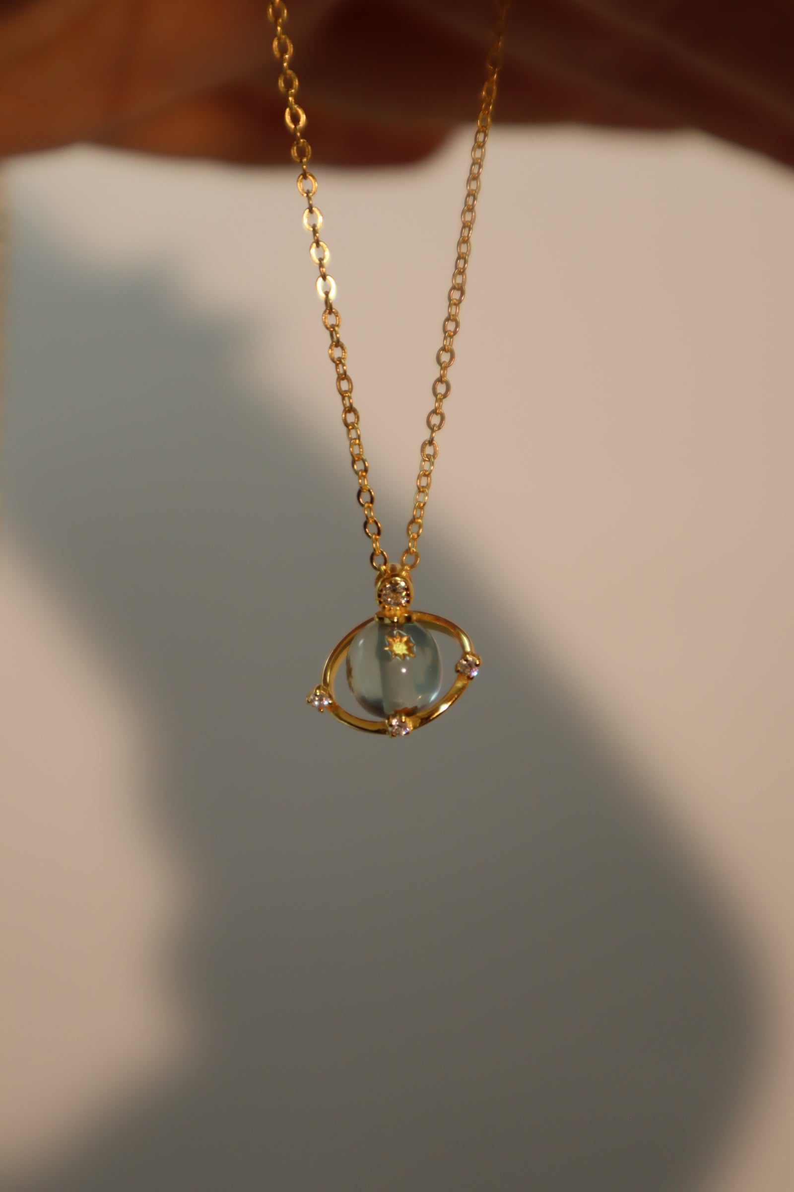 18K Gold Vermeil Moonstone Satum Necklace