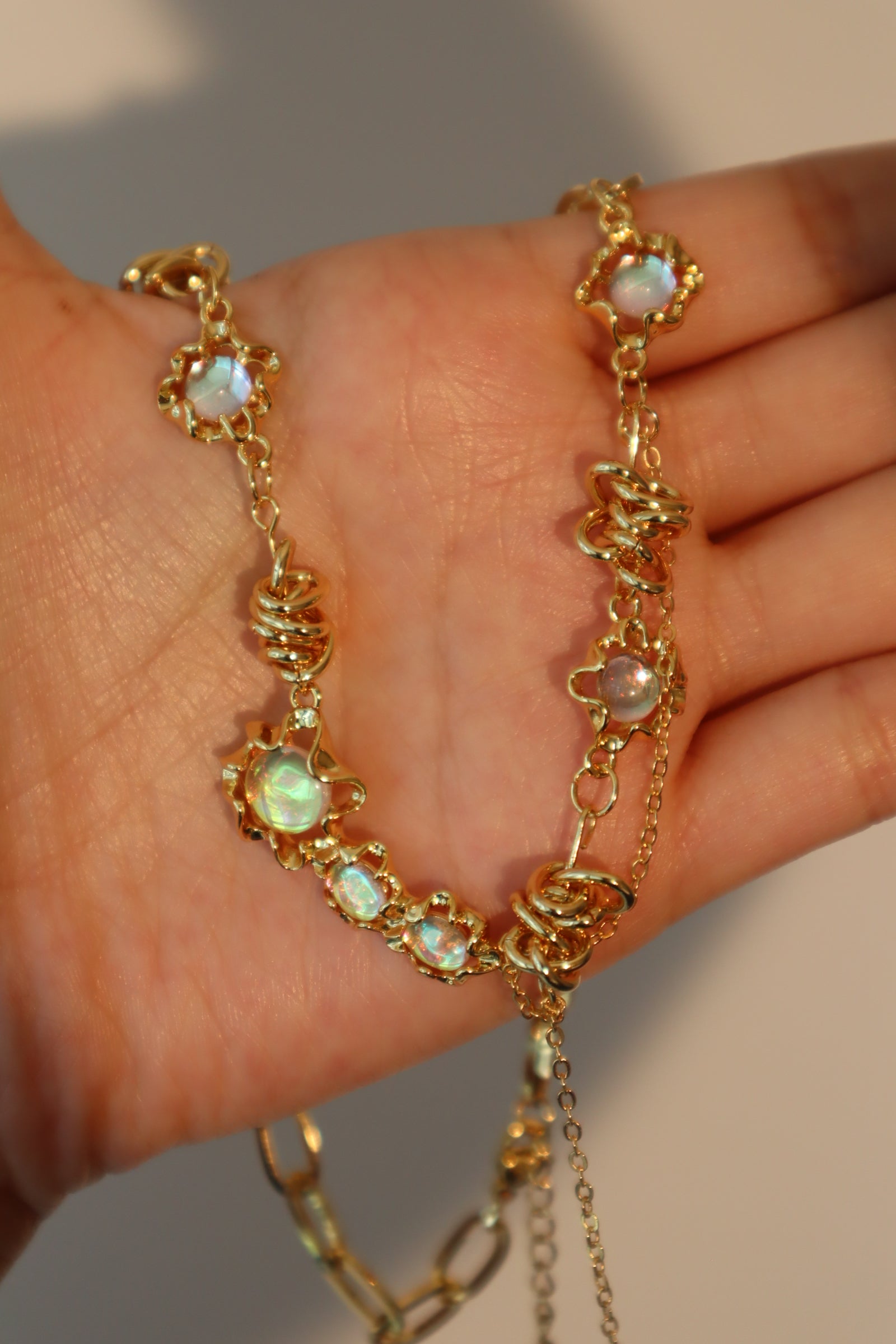 18K Real Gold Plated Opal Knot Necklace