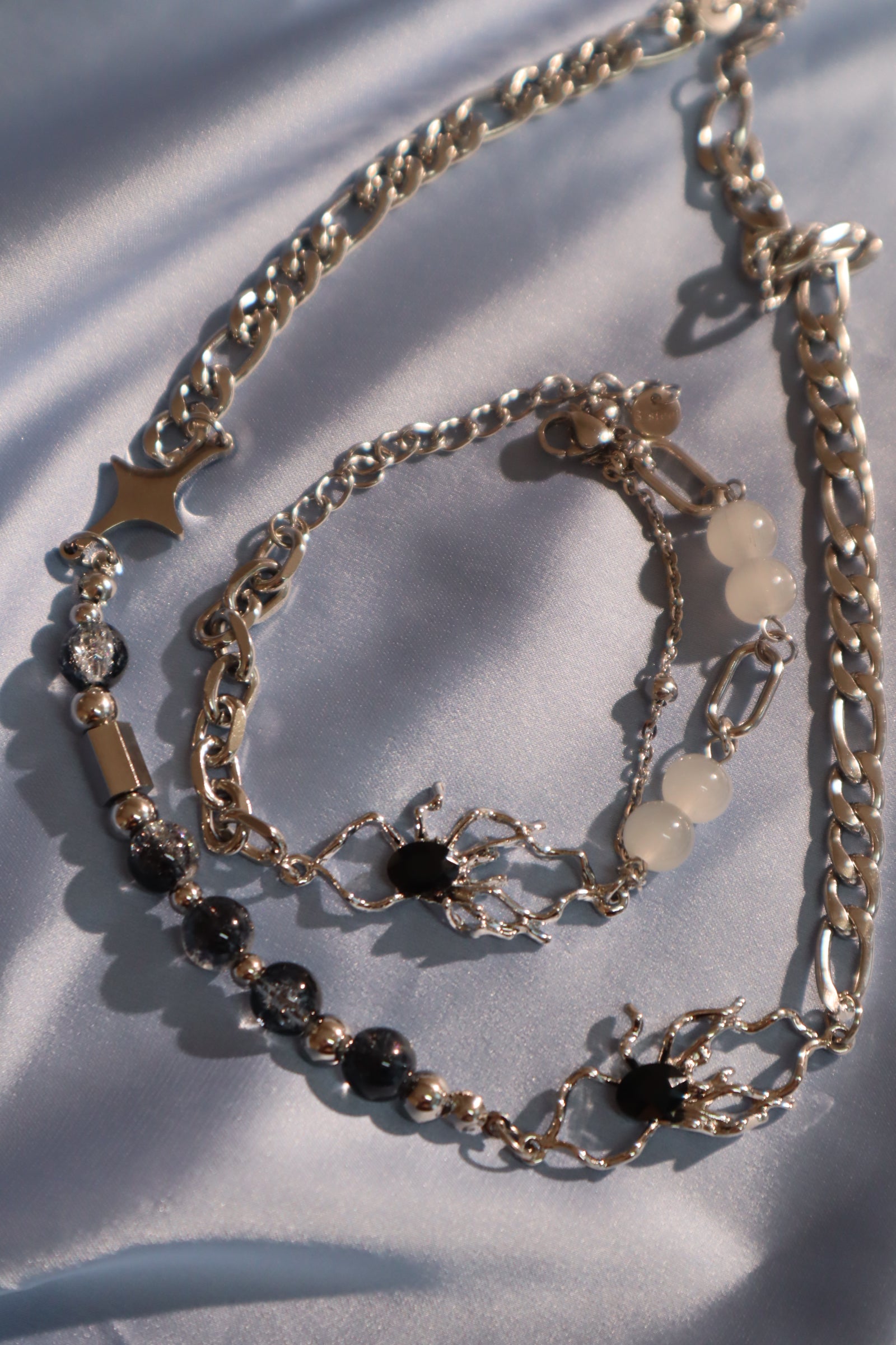 Black Gems Web Necklace