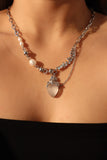 Platinum Plated Moonlight Glowing Heart Pearls Necklace
