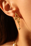 18K Real Gold Plated Blue Gem Flame Earrings