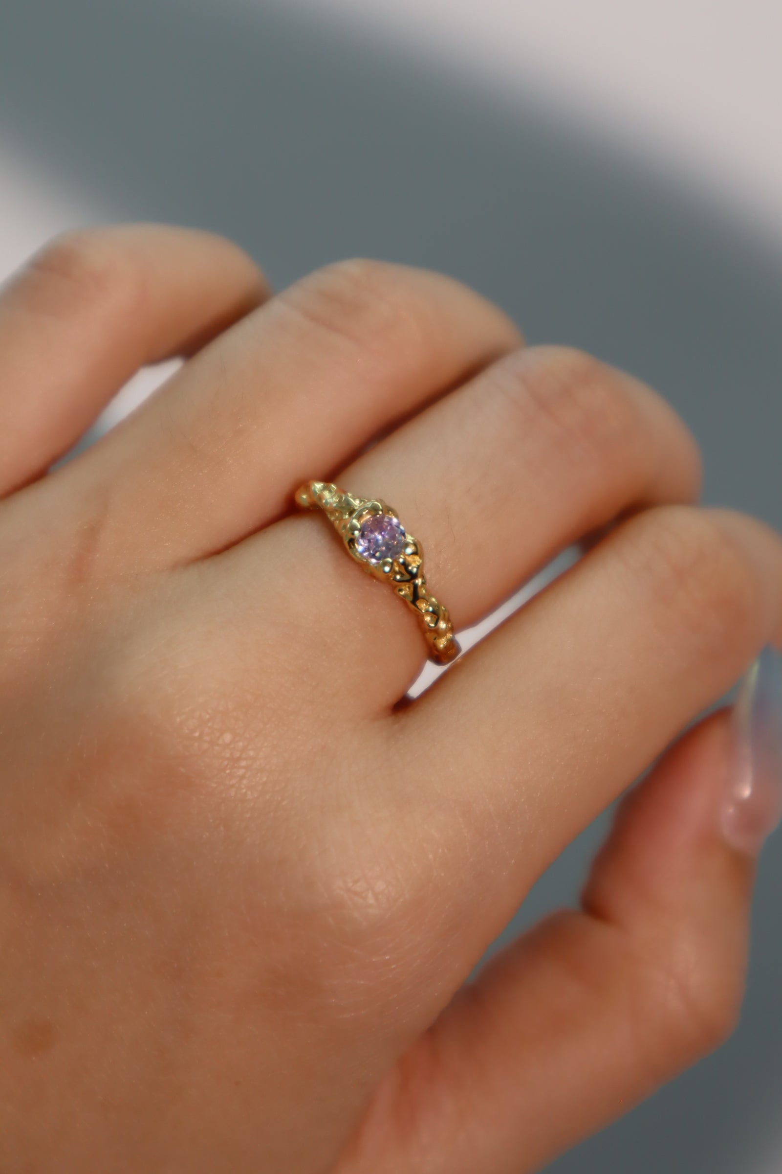 18K Gold Vermeil Purple Gem Layering Ring