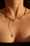 18K Real Gold Plated Jade Pearls Necklace