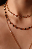 18K Real Gold Plated Diamond Black Gem Layer Necklace