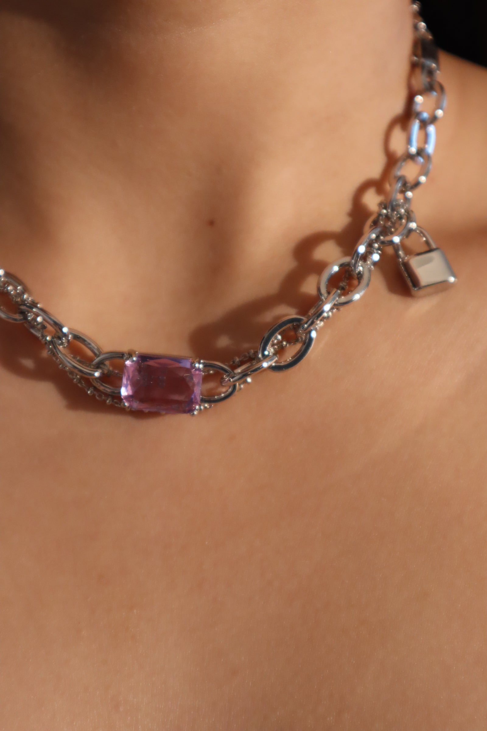 Purple gems lock Necklace