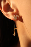 18K Gold 925 Sterling Silver Diamond Flake Dangle Earrings
