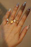 18K Real Gold Plated White Opal Crown Ring