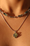 Platinum Plated Natural Jade Pendant Necklace