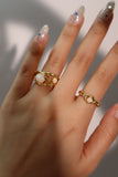 18K Real Gold Plated White Opal  Ring