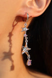 Platinum Plated Color Gems Sea Star Earrings