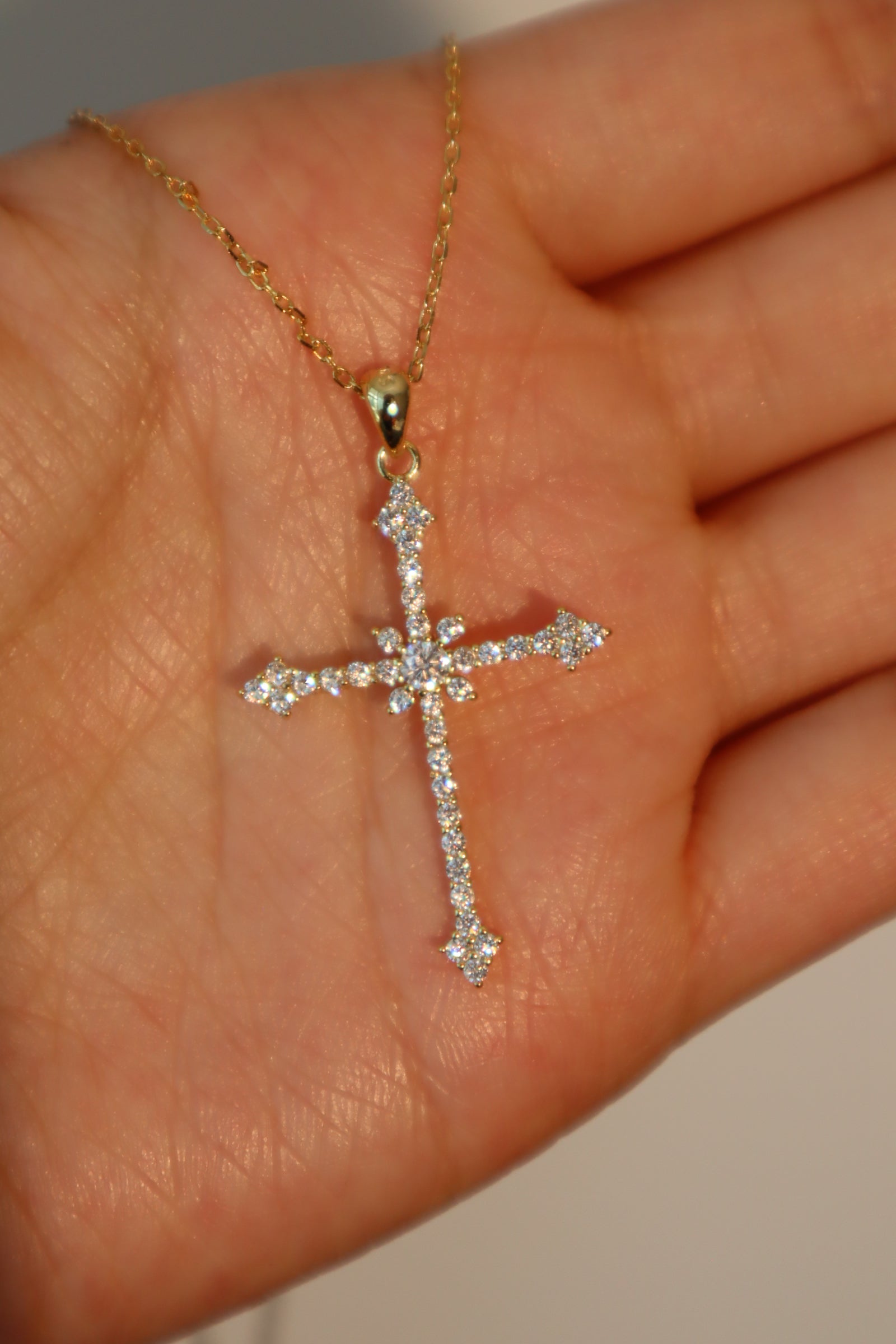 18K Gold Vermeil Love God Cross Necklace