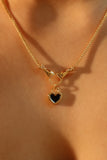 18K Real Gold Plated Black Heart Necklace