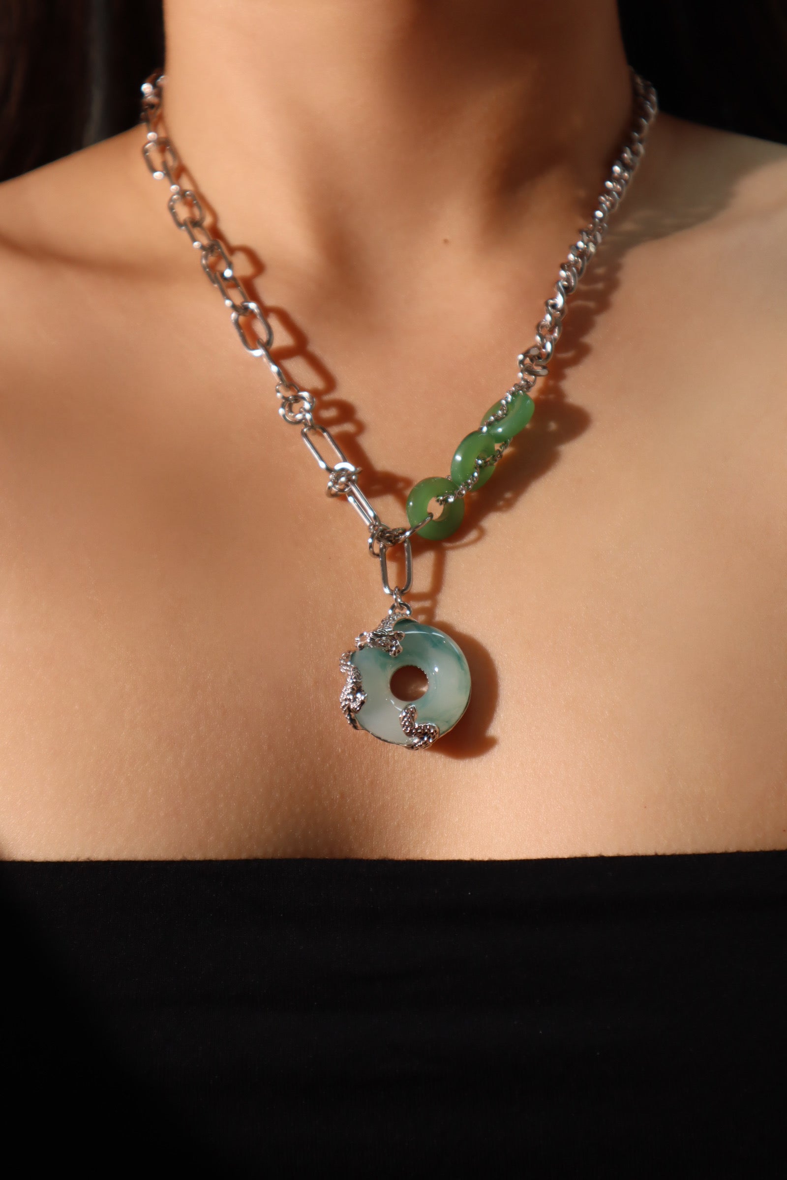 Jade Dragon Pendant Necklace