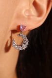 Diamonds Moon Pink Gem Earrings