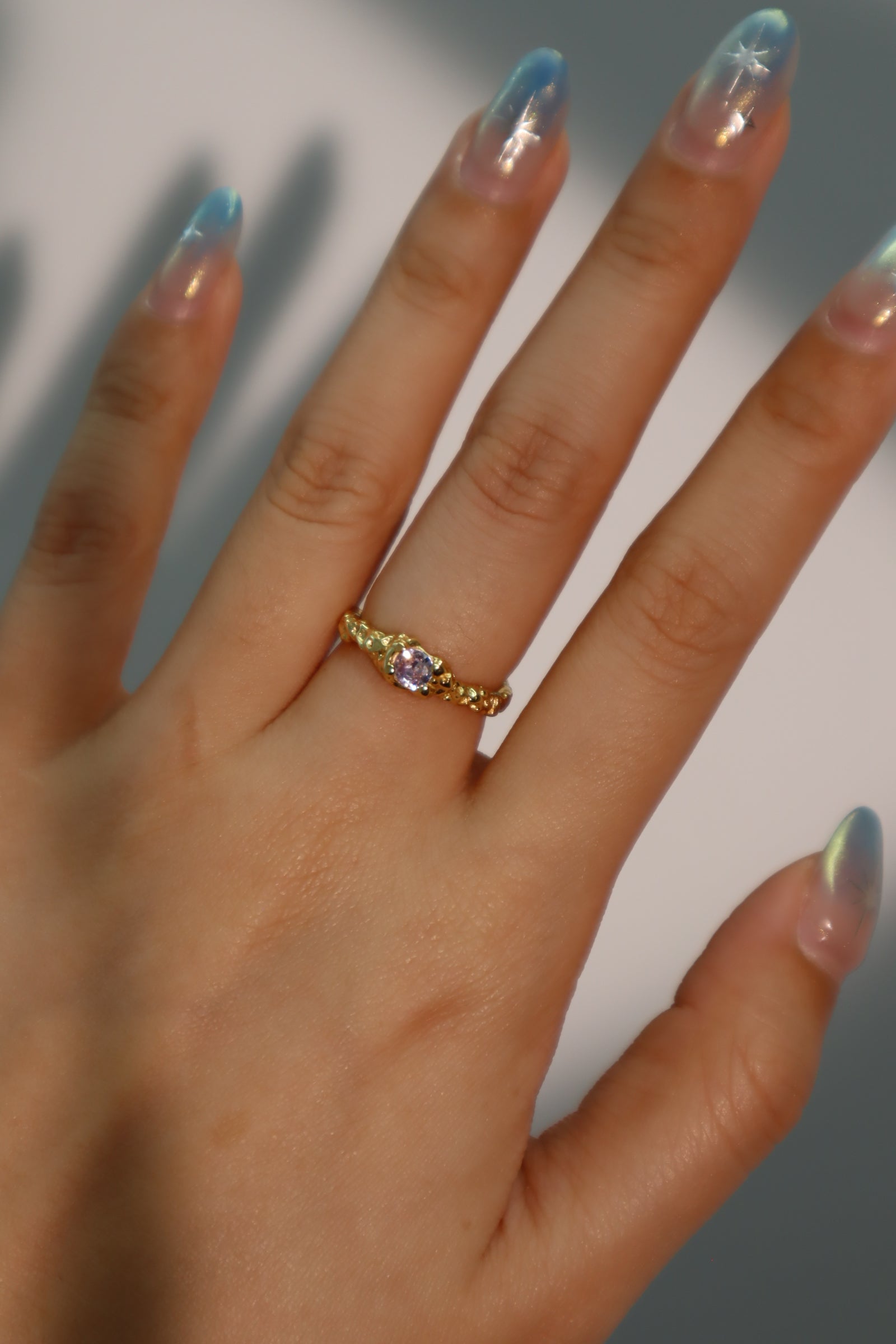 18K Gold Vermeil Purple Gem Layering Ring
