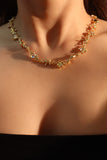 18K Real Gold Plated Multi Opal Twist Necklace