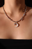 Platinum Plated Moon Star Pendant Necklace