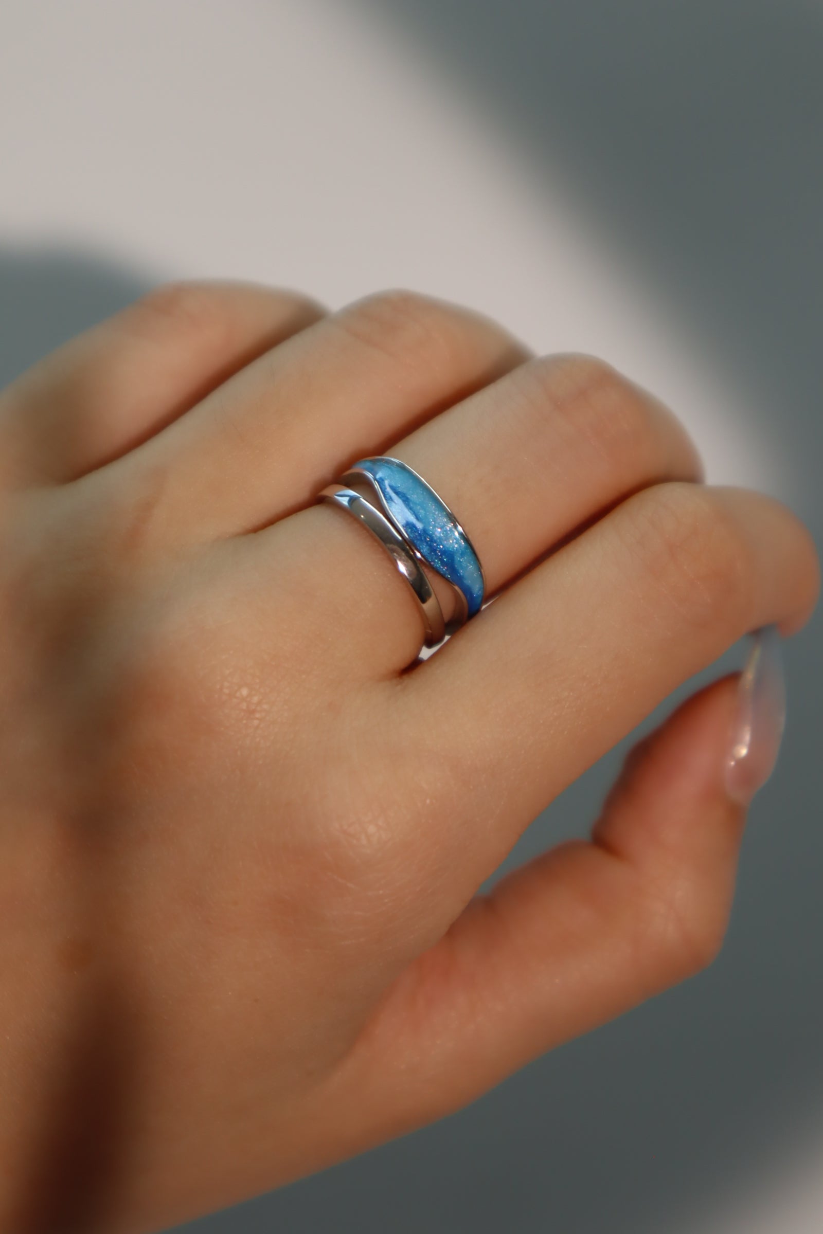 925 Sterling Silver Blue Shell Ring