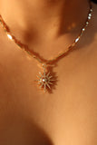 14K Real Gold Plated Diamond Polar Star Layer Necklace