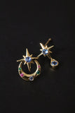 18K Gold 925 Sterling Silver Color Gems Moon Star Earrings