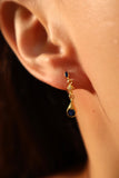 18K Gold Vermeil Blue Gems Star Dangle Earrings