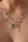 Platinum Plated Green Gems Snake Necklace