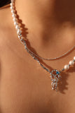 Platinum Plated Blue Gem Pearl Jellyfish Necklace