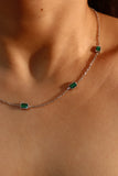 Stainless Steel Multi Green Gems Necklace