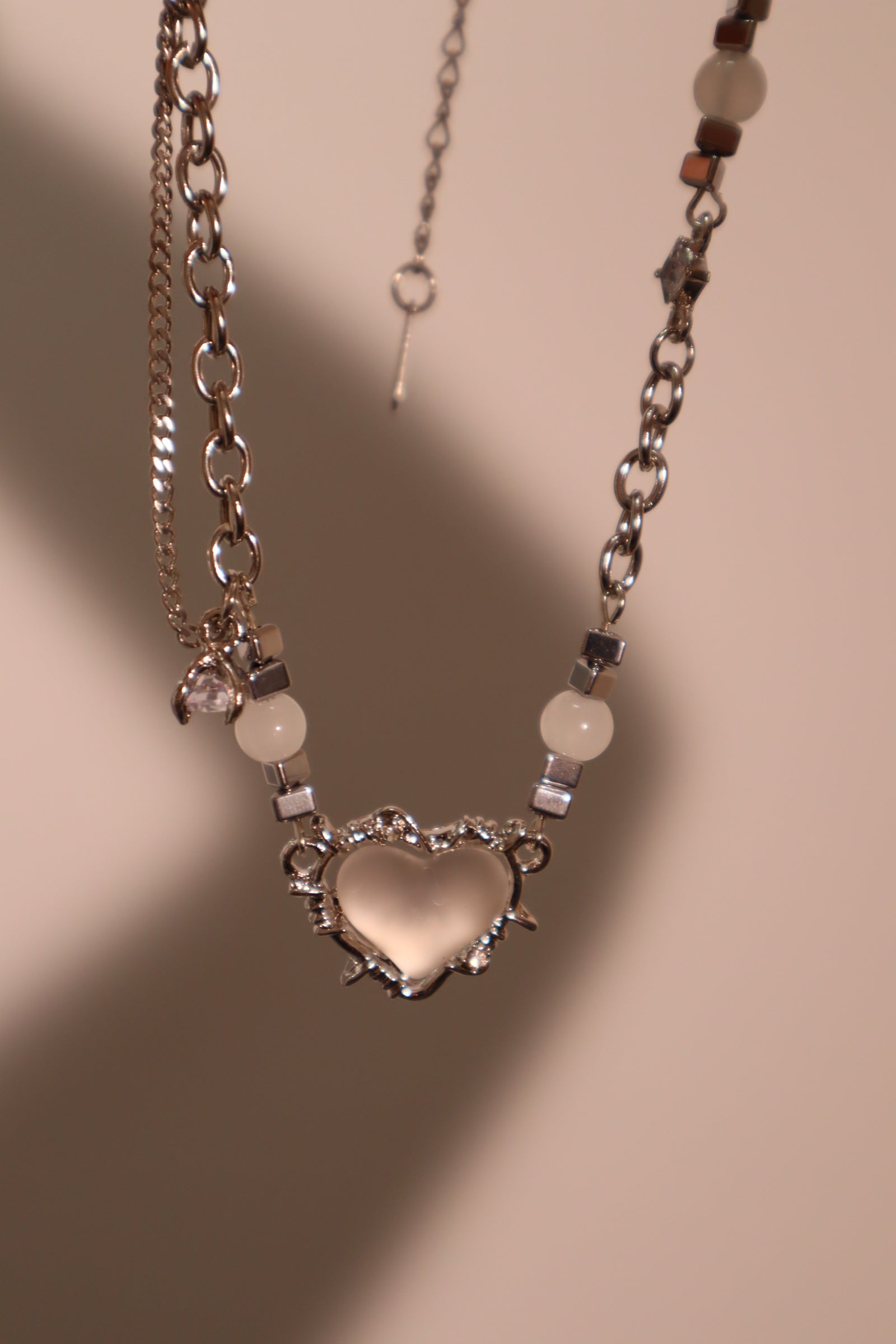 Moonlight Glowing Heart Diamond Necklace