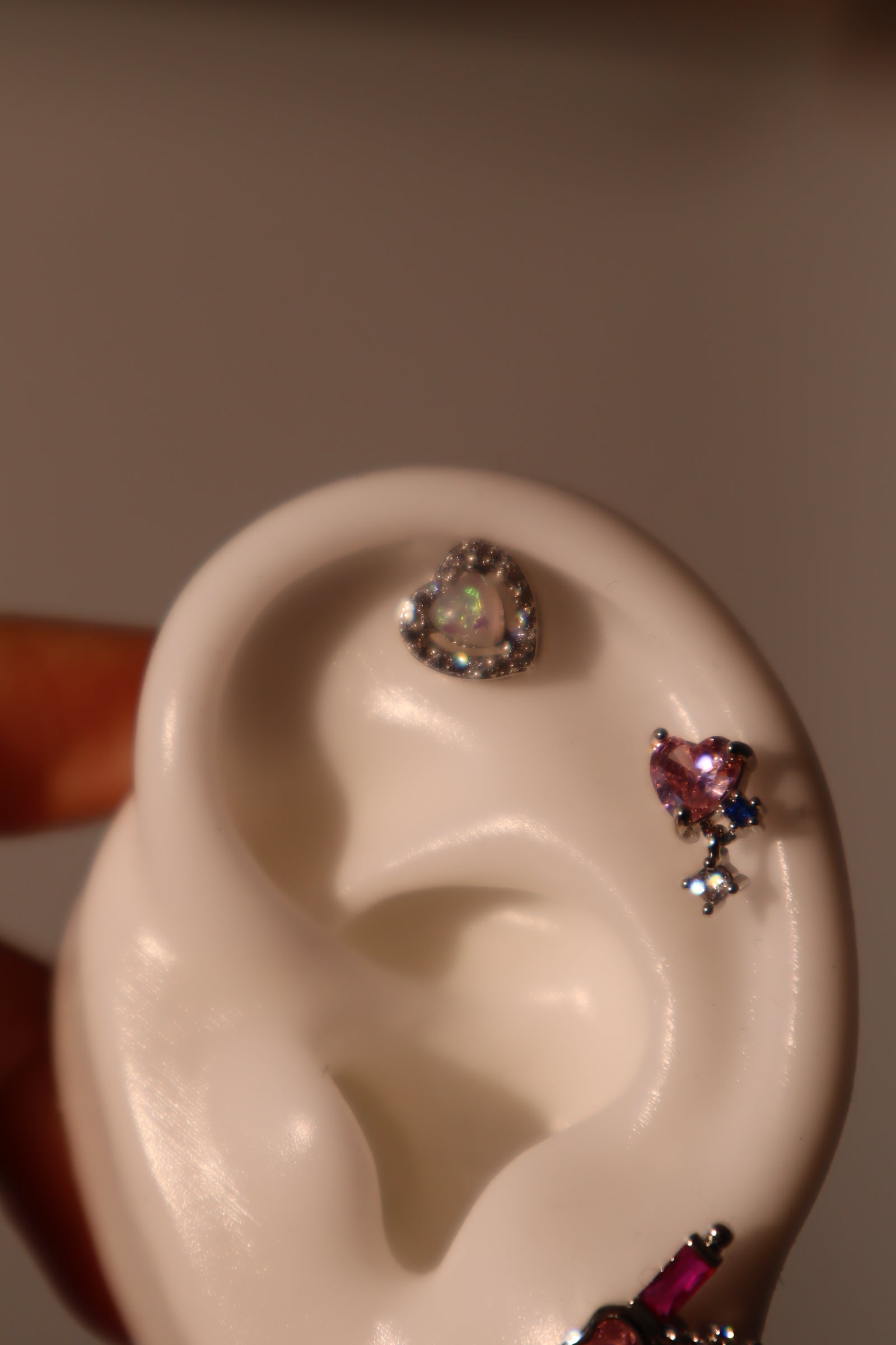 White Opal Heart Ear Pin (ONLY ONE SIDE)