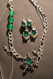 Green Gem Web Necklace