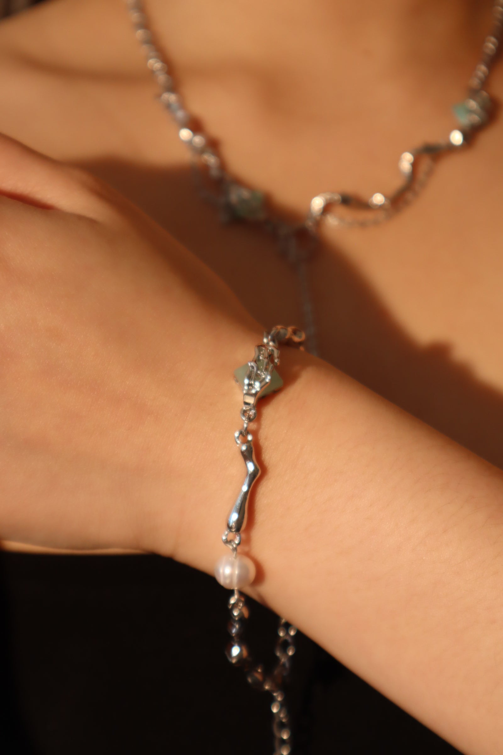 Multi Jade Pearl Bracelet