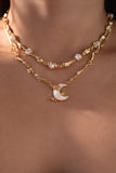 18K Real Gold Plated Diamonds Natural Shell Moon Necklace