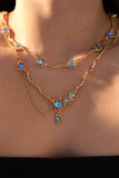 18K Real Gold Plated Deep Blue Moonstone Dangle Necklace