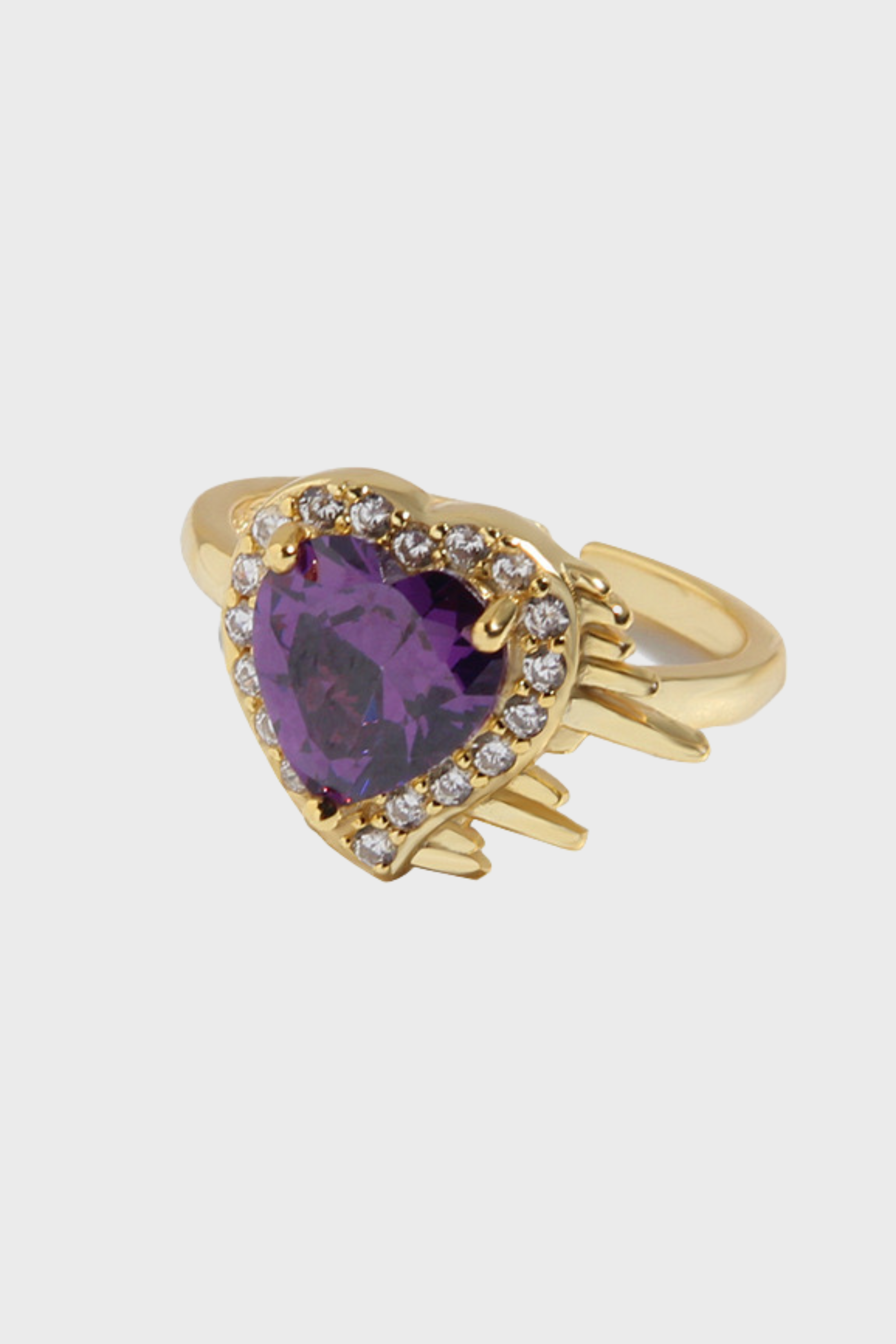 18k gold 925 Sterling Silver Purple Heart Ring