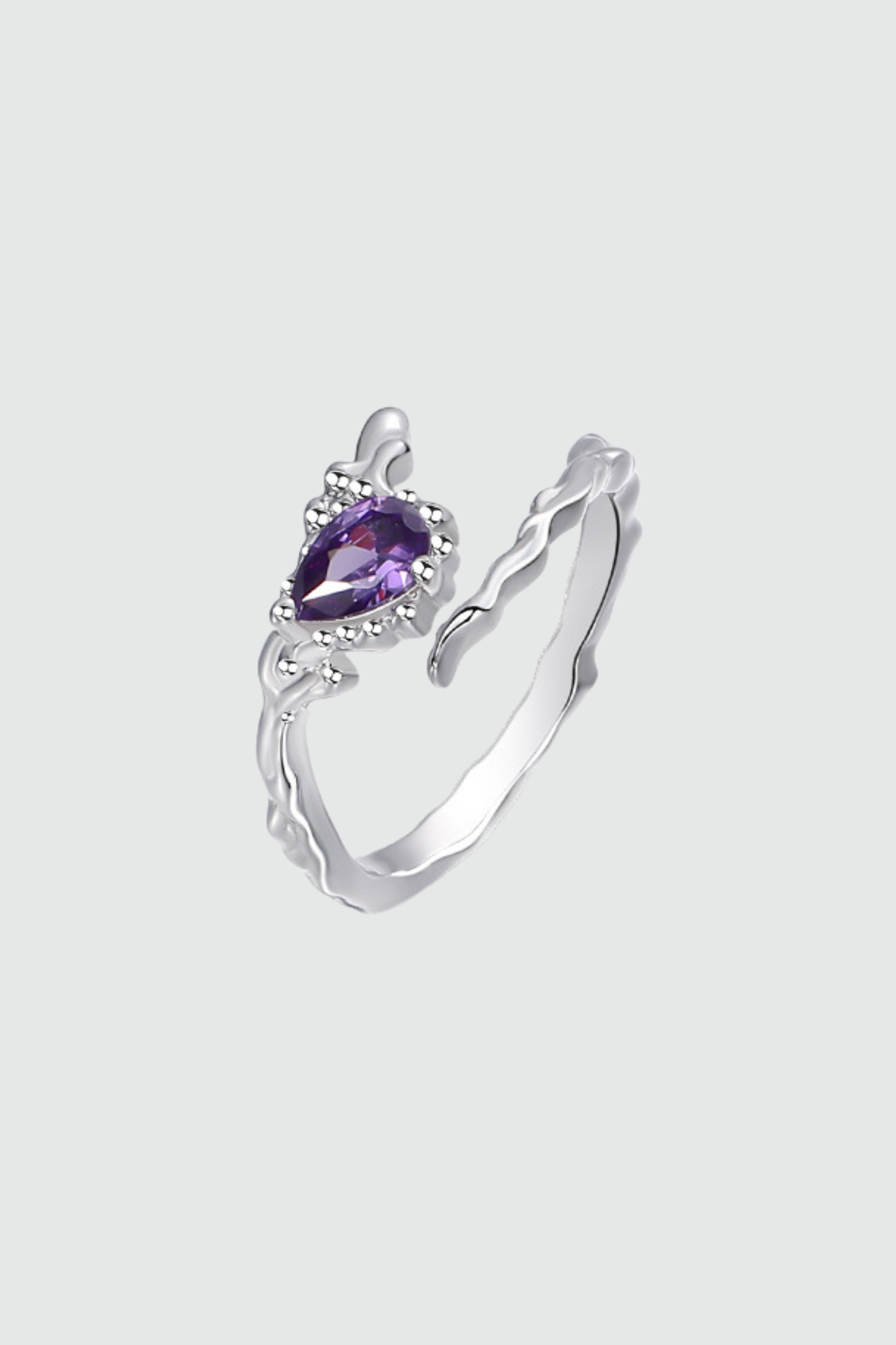 925 Sterling Silver Purple Heart ring