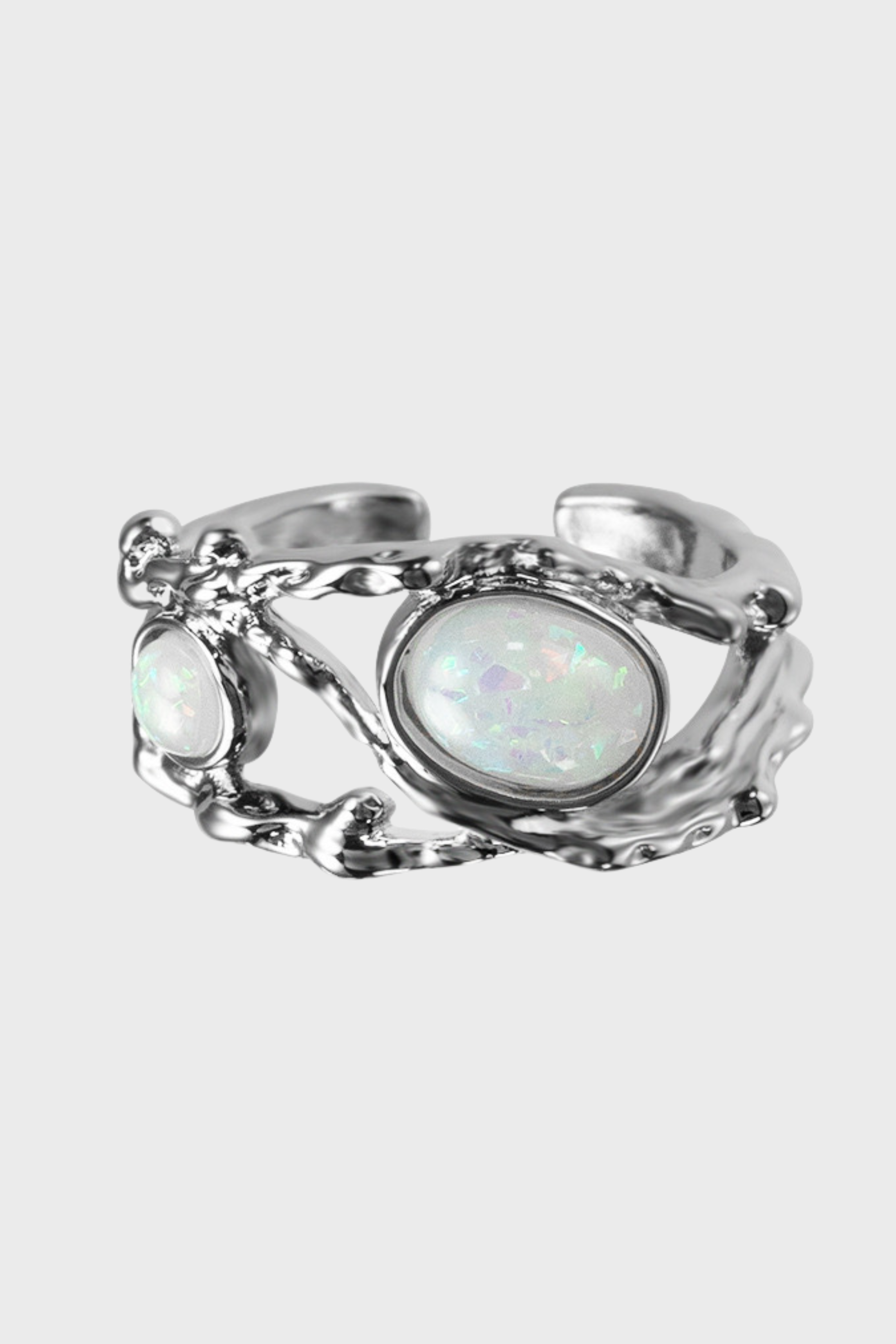 White Opal Gems Crown Ring