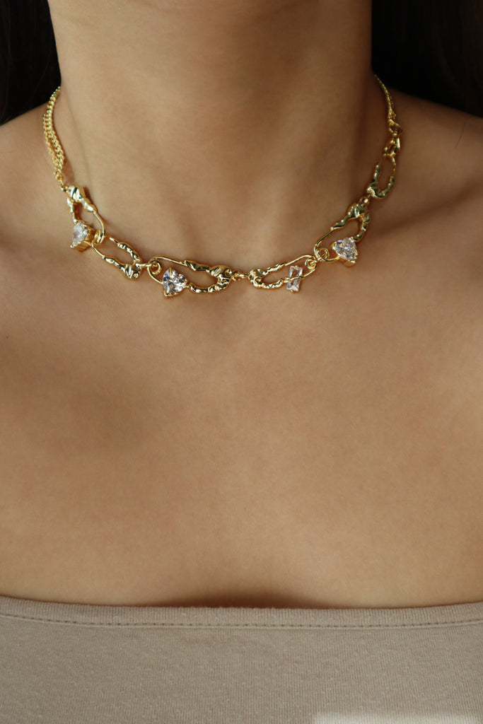 Gold plated diamond necklace Clearance