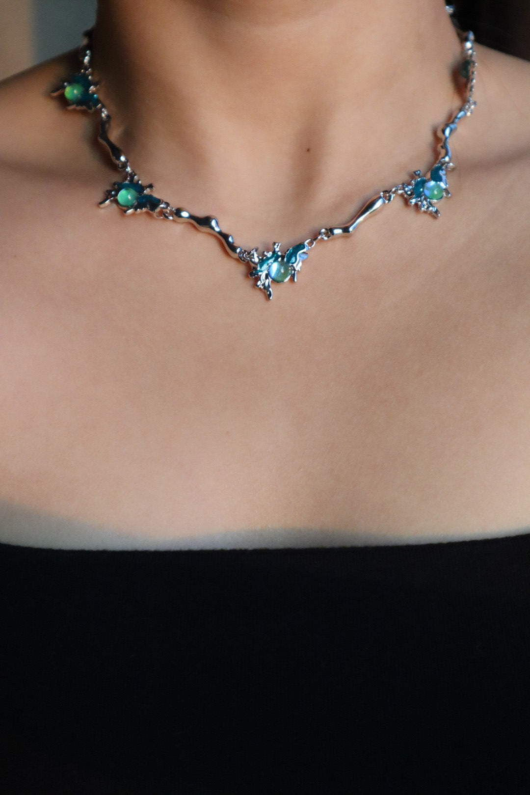 Multi Blue Gems Necklace