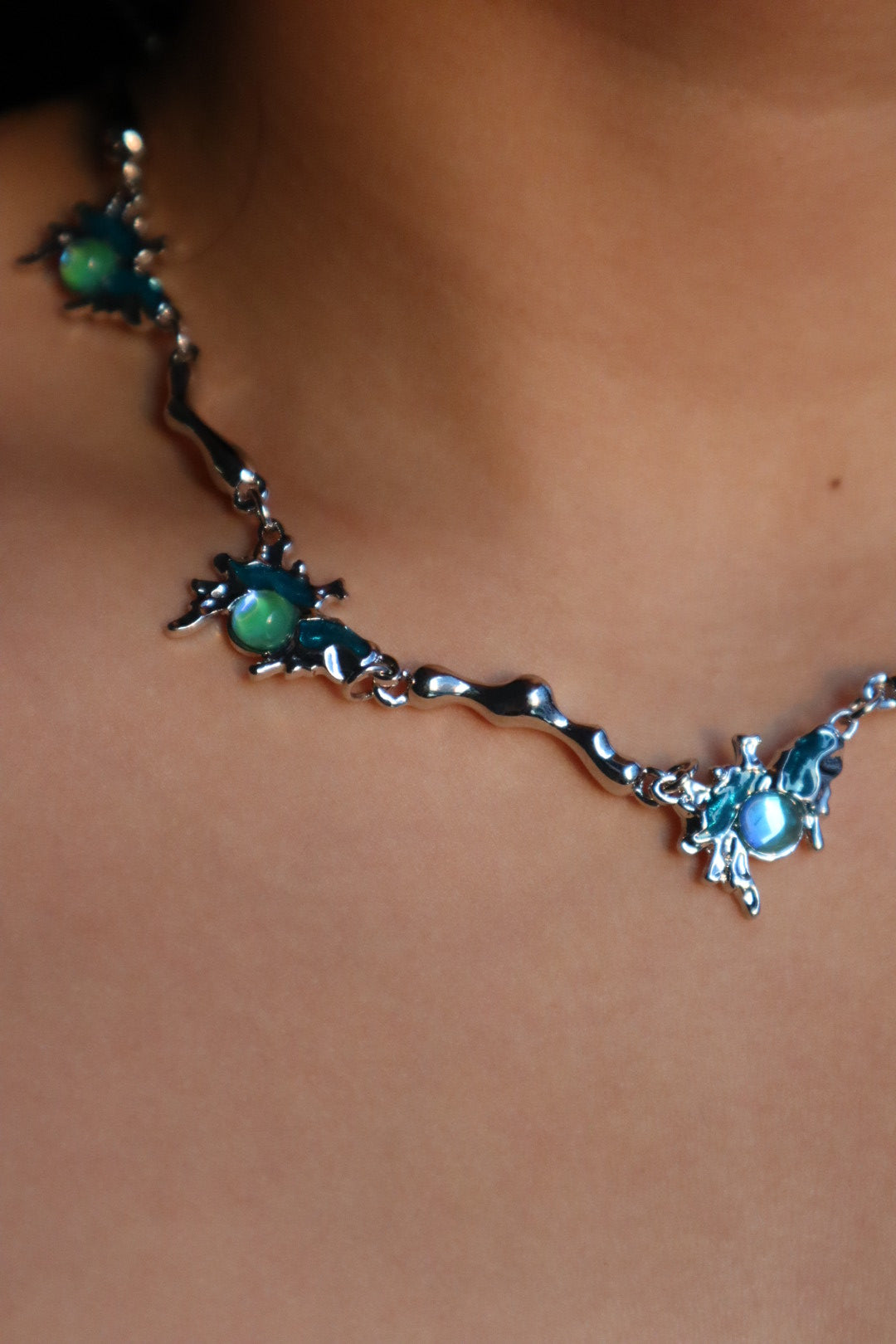 Multi Blue Gems Necklace