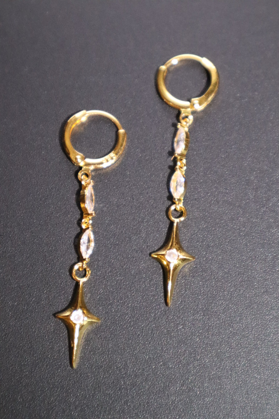24K Gold Star Dangle Earrings