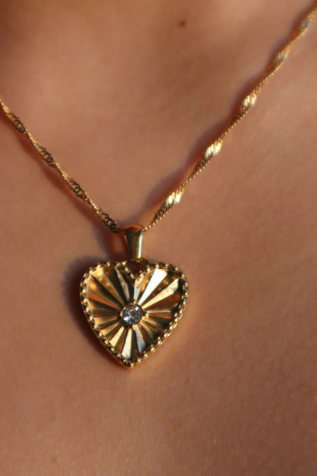 18K Gold Stainless Steel Heart Necklace