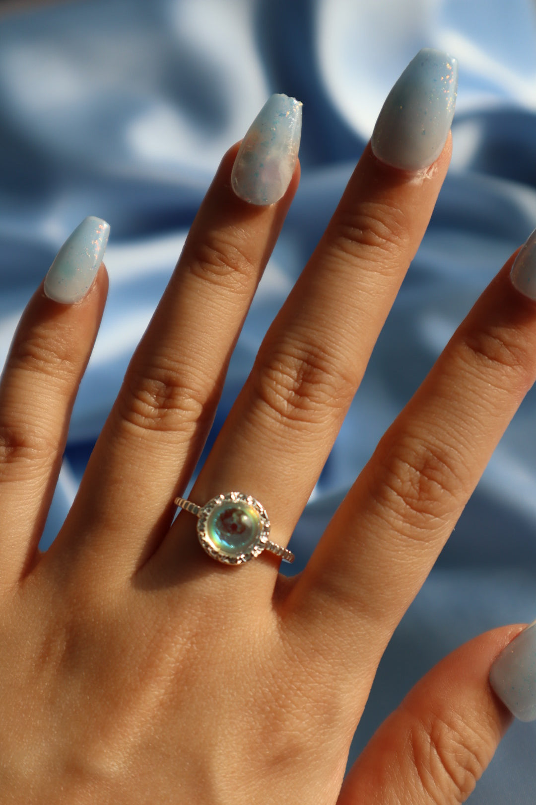 Moonstone Round Silver Ring