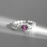 Pink Heart Silver Ring - Cutethingscommin